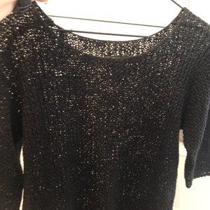 Vintage DKNY black lacy knit short sleeved top